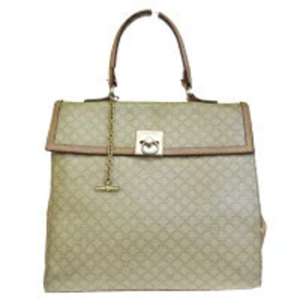 Celine Macadam Handbag Beige Leather